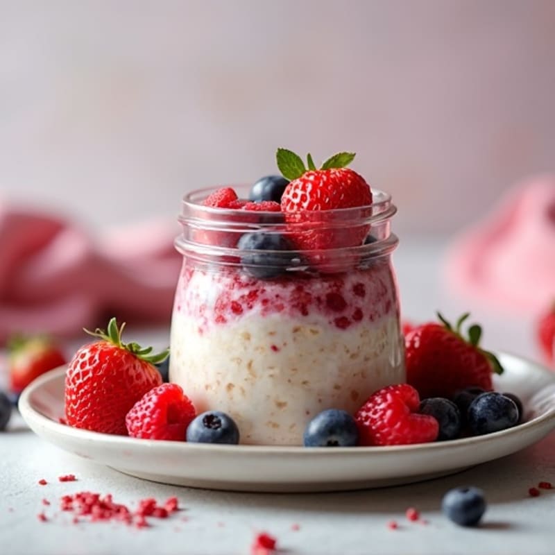 Vanilla-Berry Protein Overnight Oats