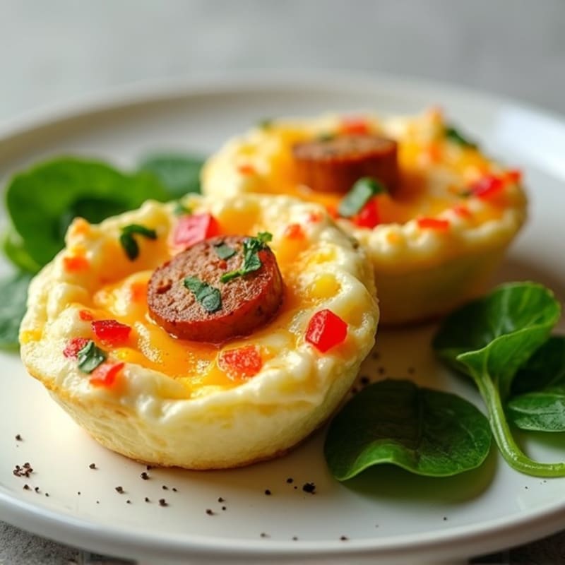 Creamy Cottage Cheese Egg Bites with Savory Chicken Sausage, Spinach, and Roasted Red Pepper