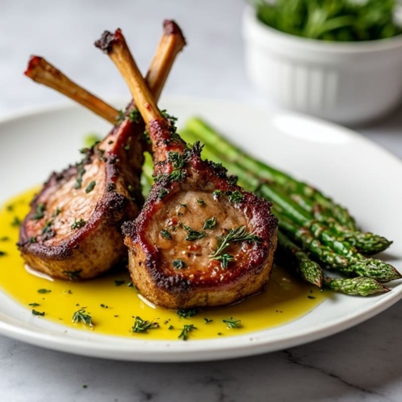 Herb-Crusted Lamb Chops with Roasted Asparagus