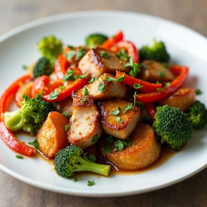 Ginger-Garlic Pork Stir Fry with Crispy Vegetables