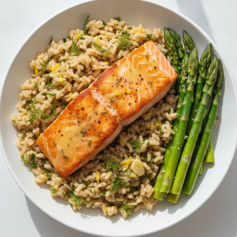 Pan-Seared Salmon with Lemon-Dill Rice