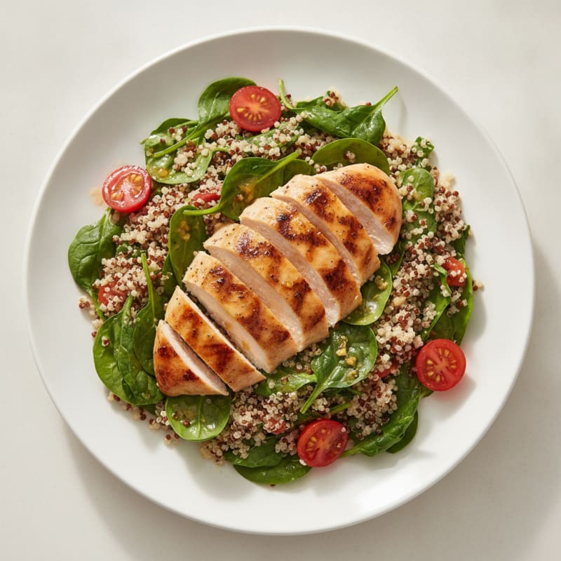 Grilled Chicken Breast with Spinach Quinoa Salad