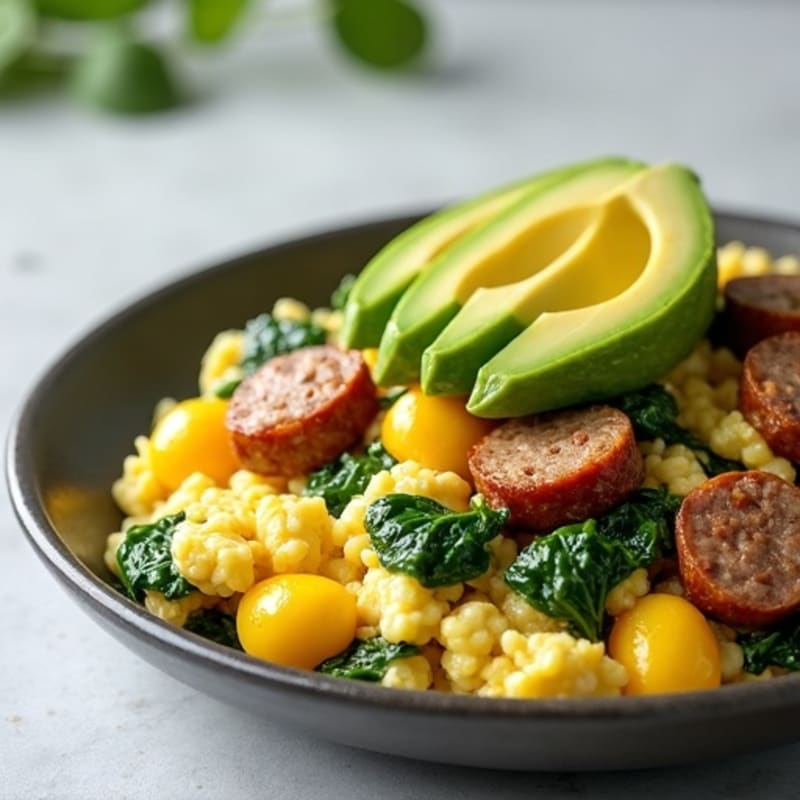 Egg White and Turkey Sausage Scramble with Spinach