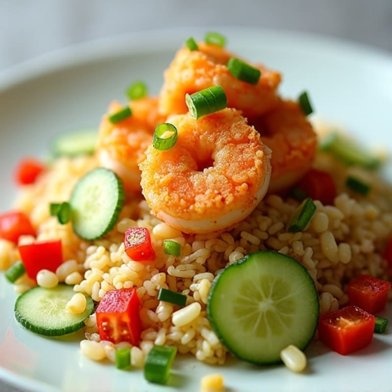 Crispy Rice Salad with Ginger-Lime Shrimp