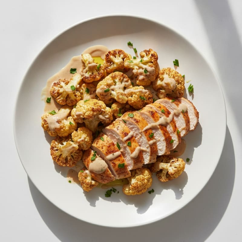 Roasted Cauliflower with Tahini Drizzle