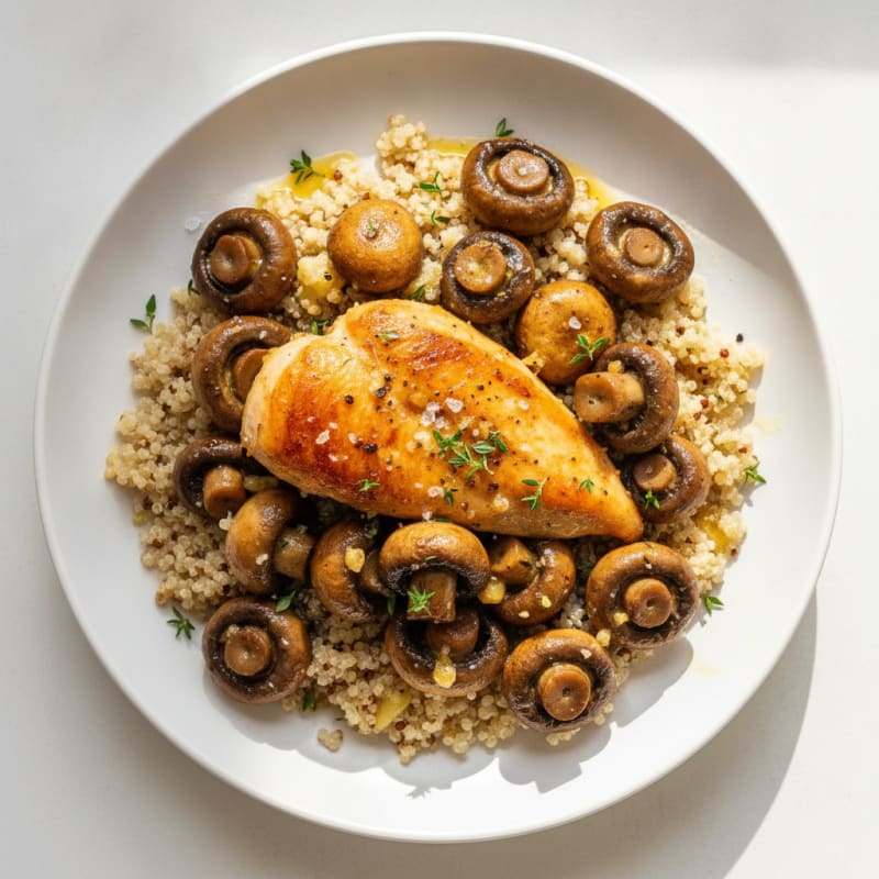 Garlic Butter Roasted Mushrooms and Chicken