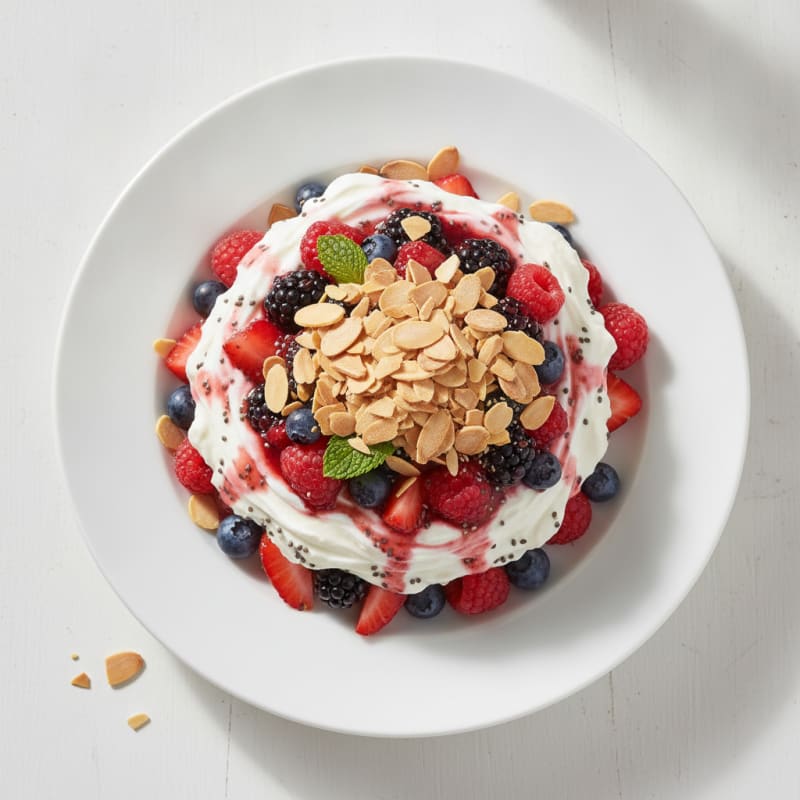 Silky Greek Yogurt Protein Parfait with Mixed Berries