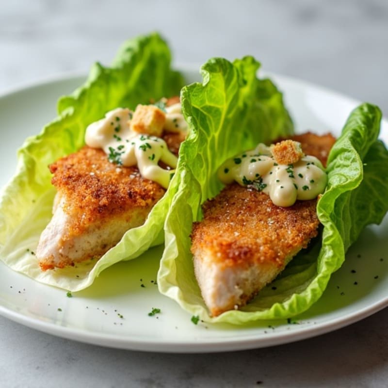 Crispy Chicken Caesar Lettuce Wraps