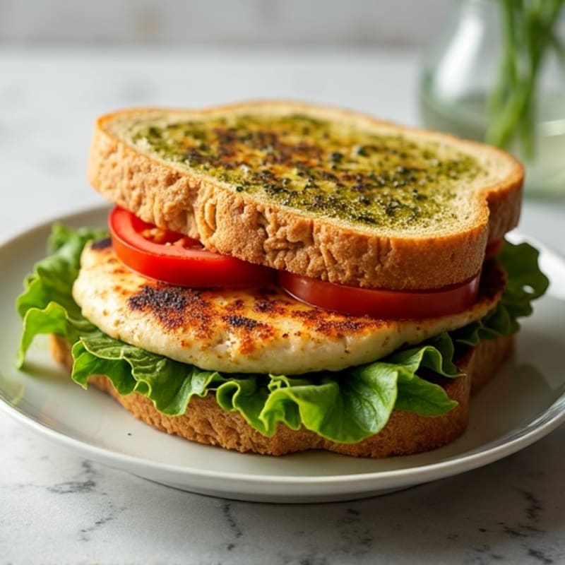 Herb-Pesto Grilled Chicken Sandwich with Fresh Greens