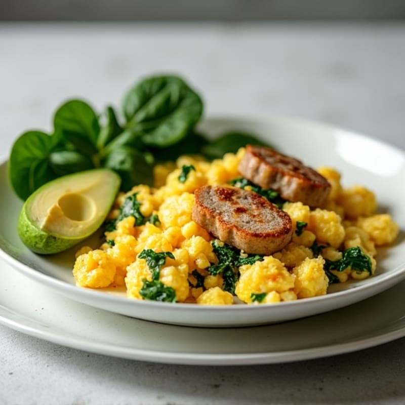 Egg White and Turkey Sausage Scramble with Spinach
