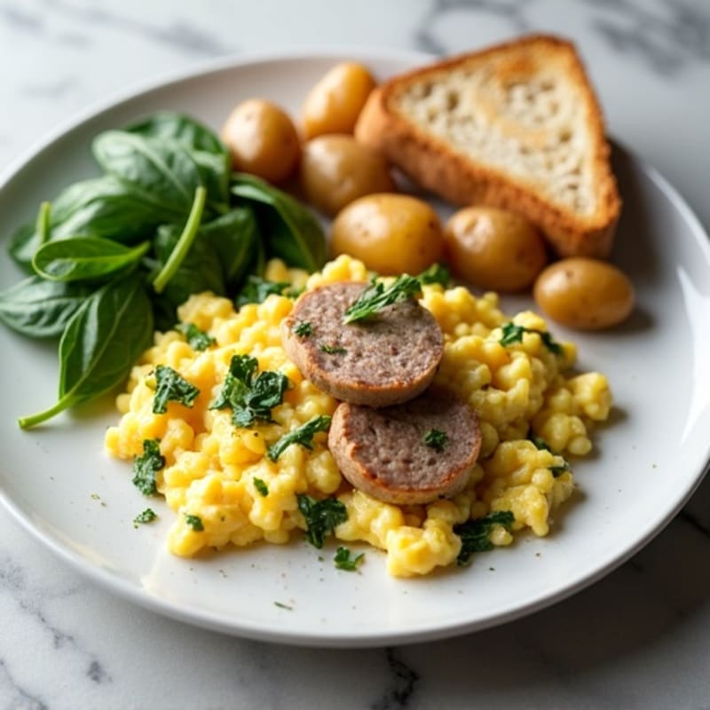 Egg White Scramble with Spinach and Turkey Sausage