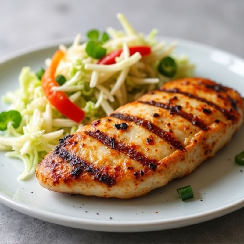 Grilled Chicken Breast with Crunchy Cabbage Slaw