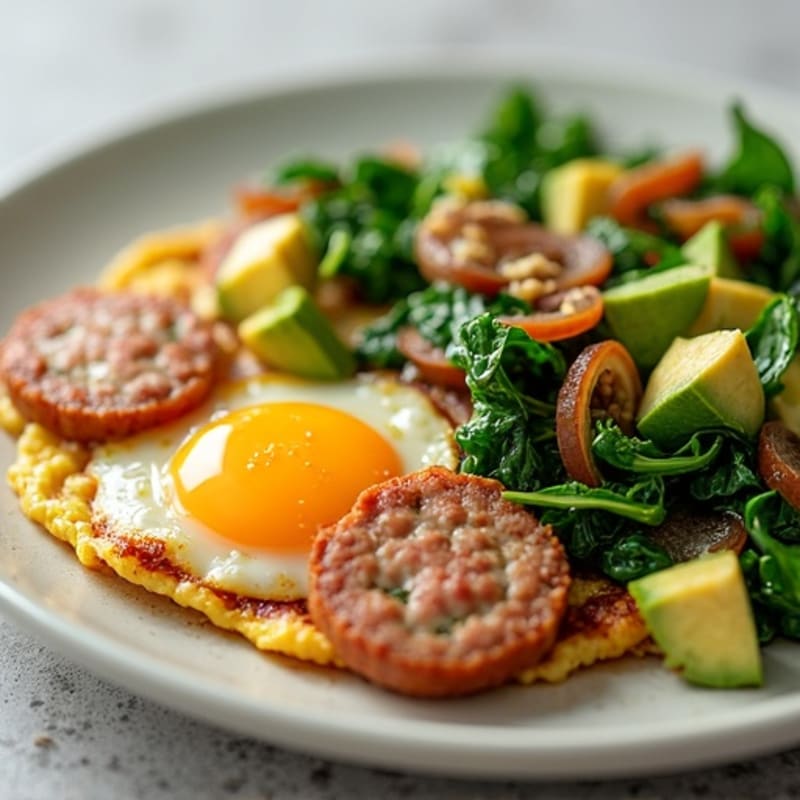 Crispy Turkey Sausage and Spinach Egg Scramble