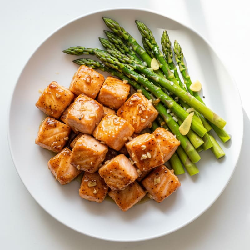 Honey-Glazed Salmon Bites with Asparagus