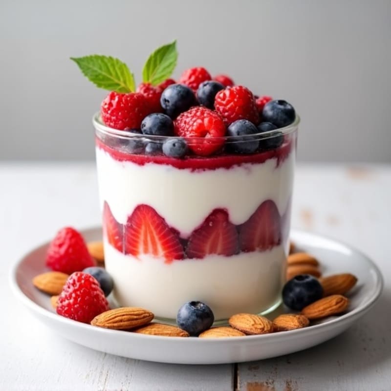Greek Yogurt Protein Parfait with Berries and Almonds