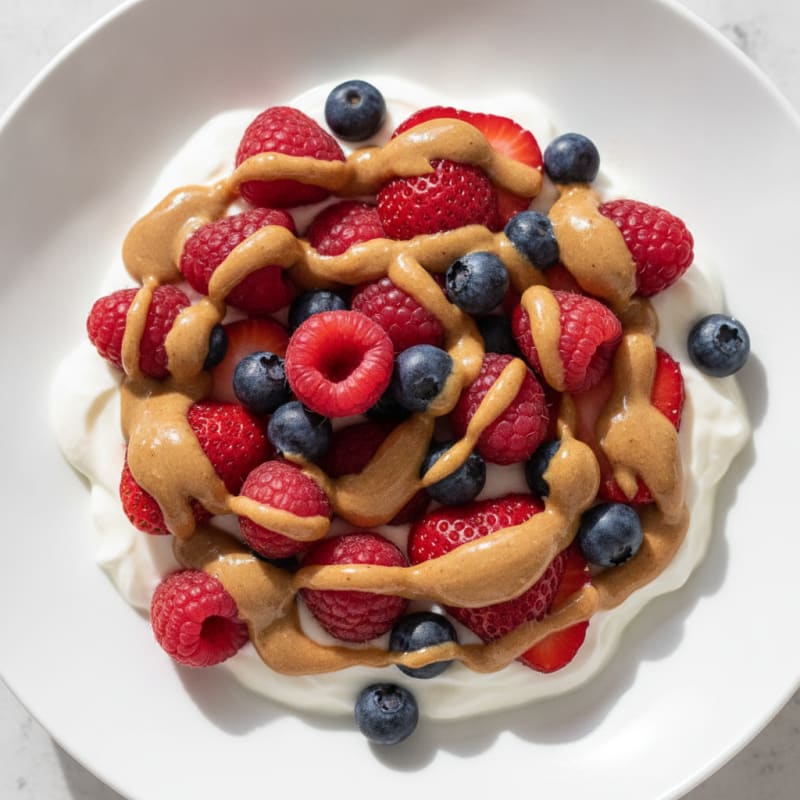 Creamy Greek Yogurt Protein Bowl with Mixed Berries and Almond Butter