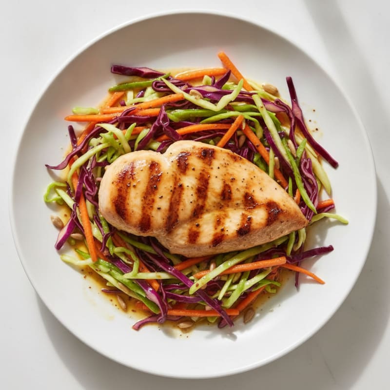 Grilled Chicken Breast with Crunchy Cabbage Slaw