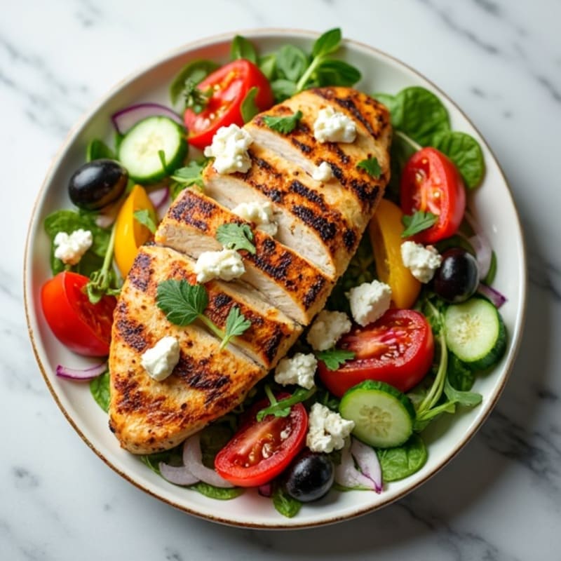 Fresh Mediterranean Chopped Salad with Herb-Marinated Feta