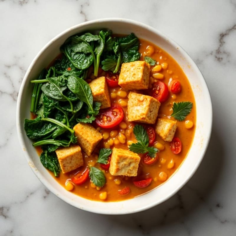 Creamy Red Lentil Curry with Fresh Spinach
