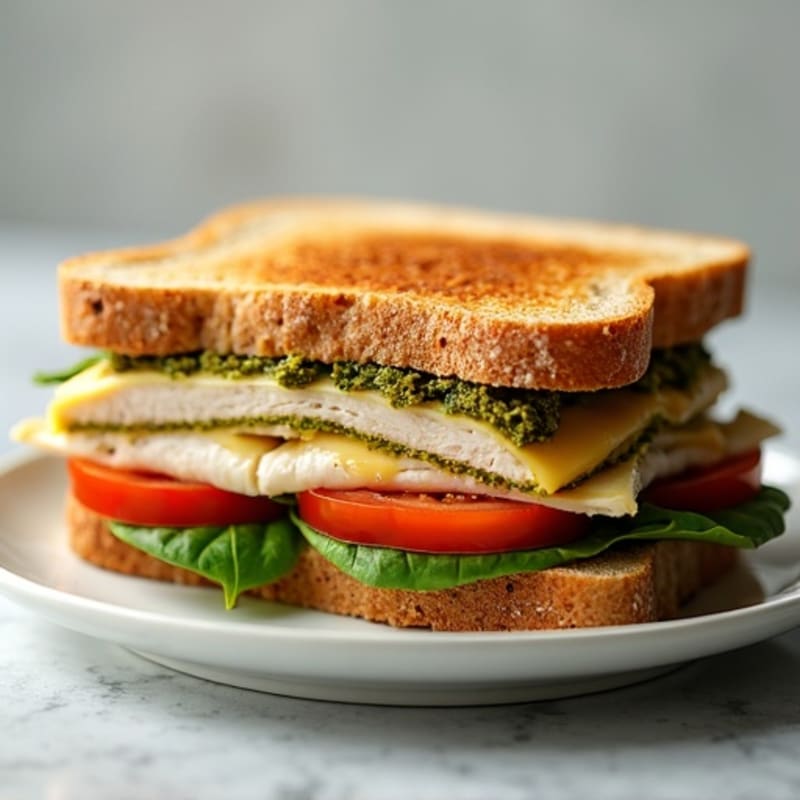 Crispy Pressed Turkey Pesto Sandwich