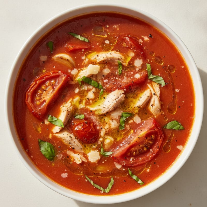 Roasted Tomato Basil Soup with Parmesan