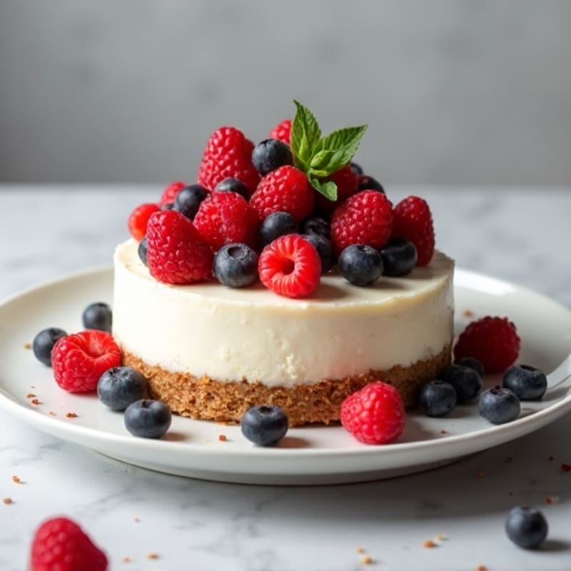 Greek Yogurt Protein Cheesecake with Mixed Berries