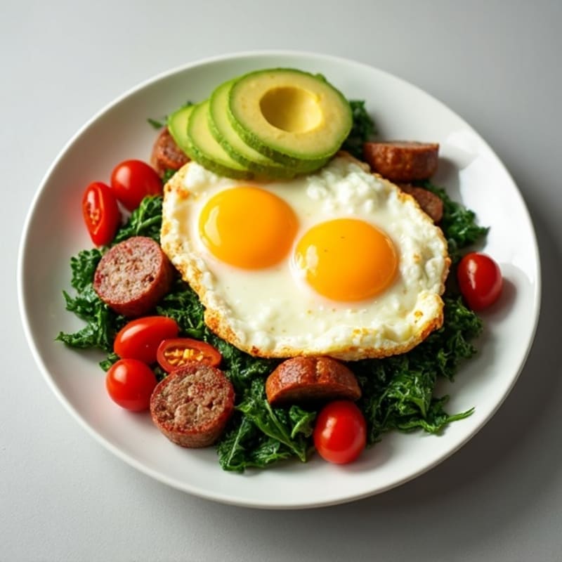 Egg White Veggie Scramble with Turkey Sausage