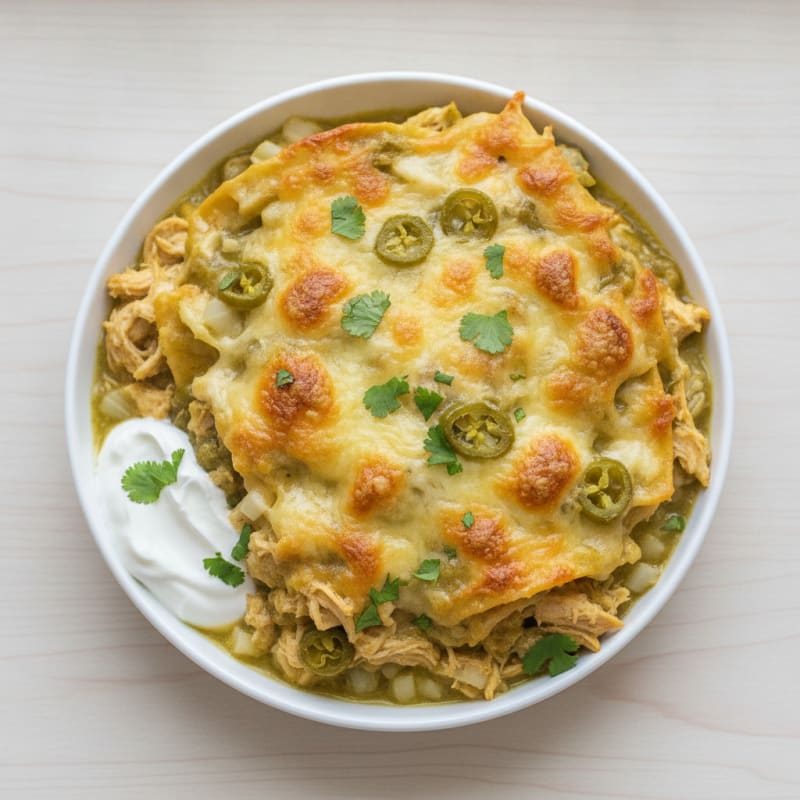 Chicken Enchilada Bake with Green Chiles