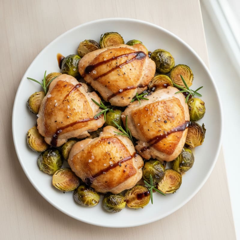Roasted Chicken Thighs with Brussels Sprouts