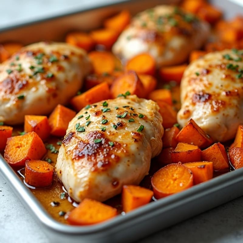 Sheet Pan Honey-Garlic Chicken with Sweet Potatoes