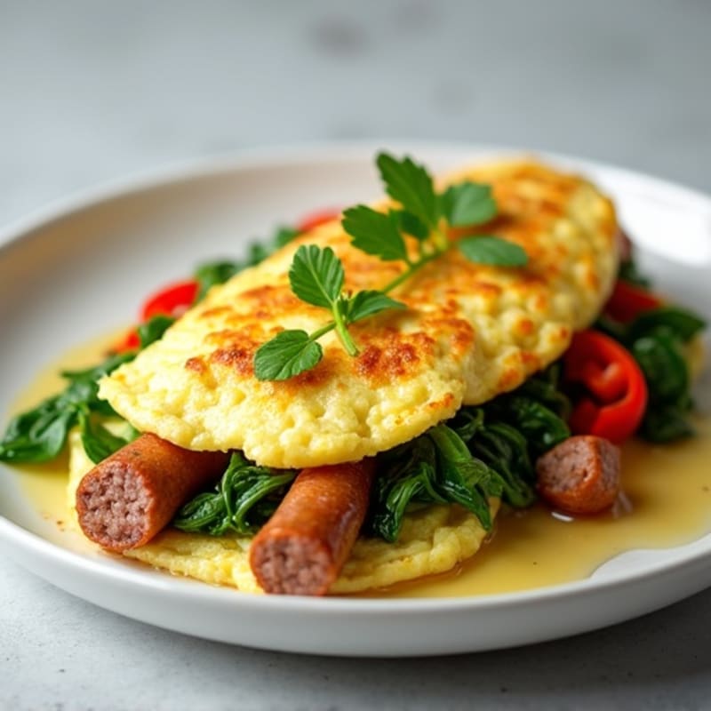Egg White and Spinach Omelette with Turkey Sausage