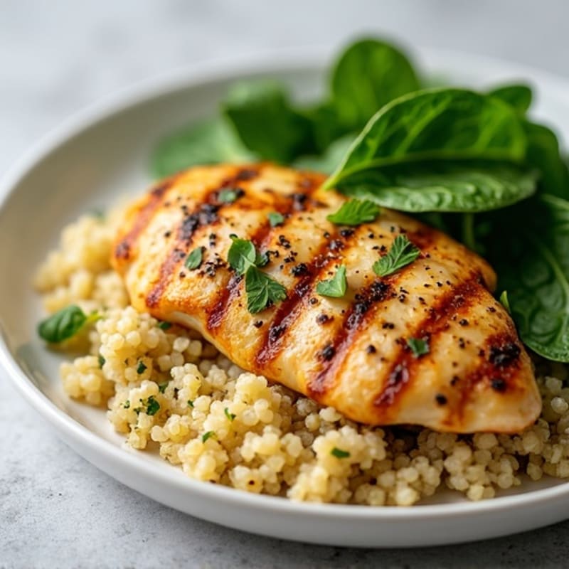 Lemon Herb Grilled Chicken with Quinoa and Spinach
