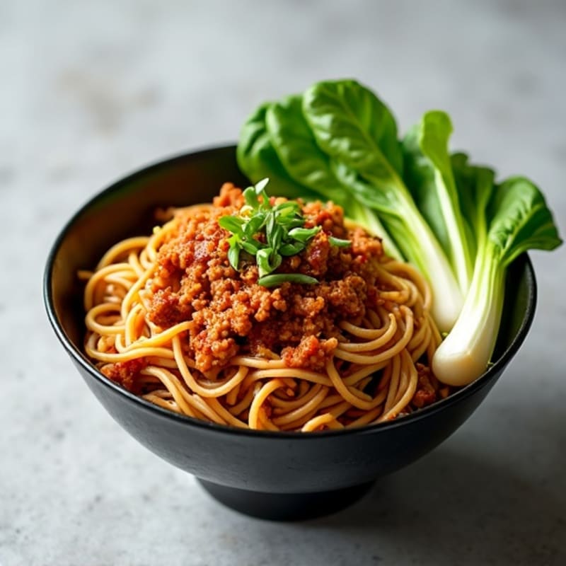 Spicy Ginger-Garlic Ground Pork Noodle Bowl
