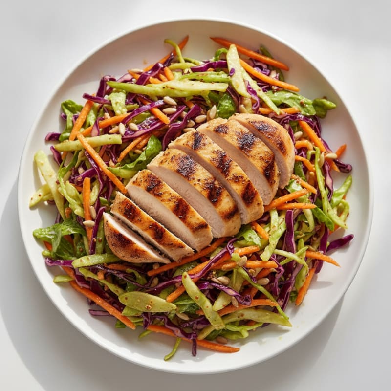 Grilled Chicken Breast with Crunchy Cabbage Slaw
