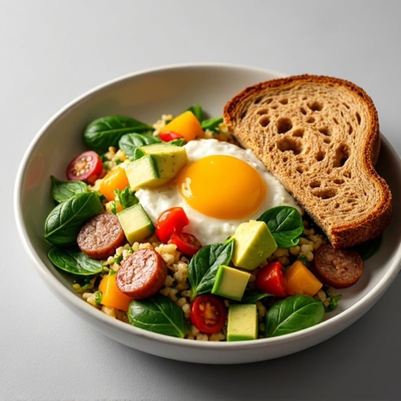 Egg White and Turkey Sausage Scramble with Spinach