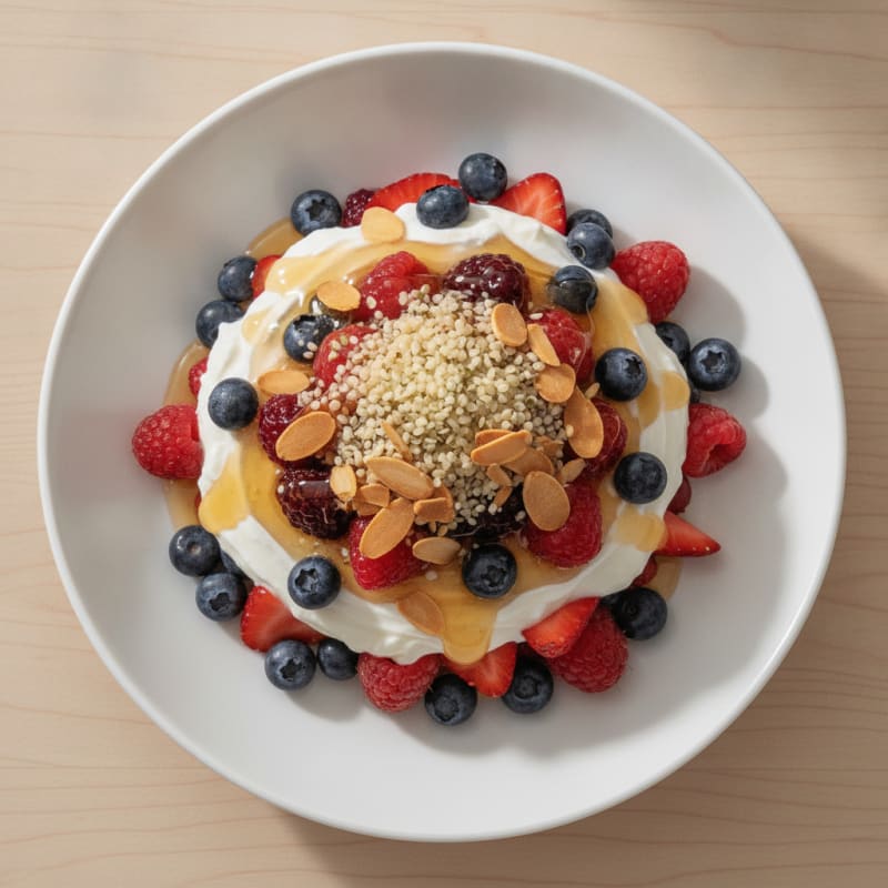 Greek Yogurt Protein Parfait with Mixed Berries