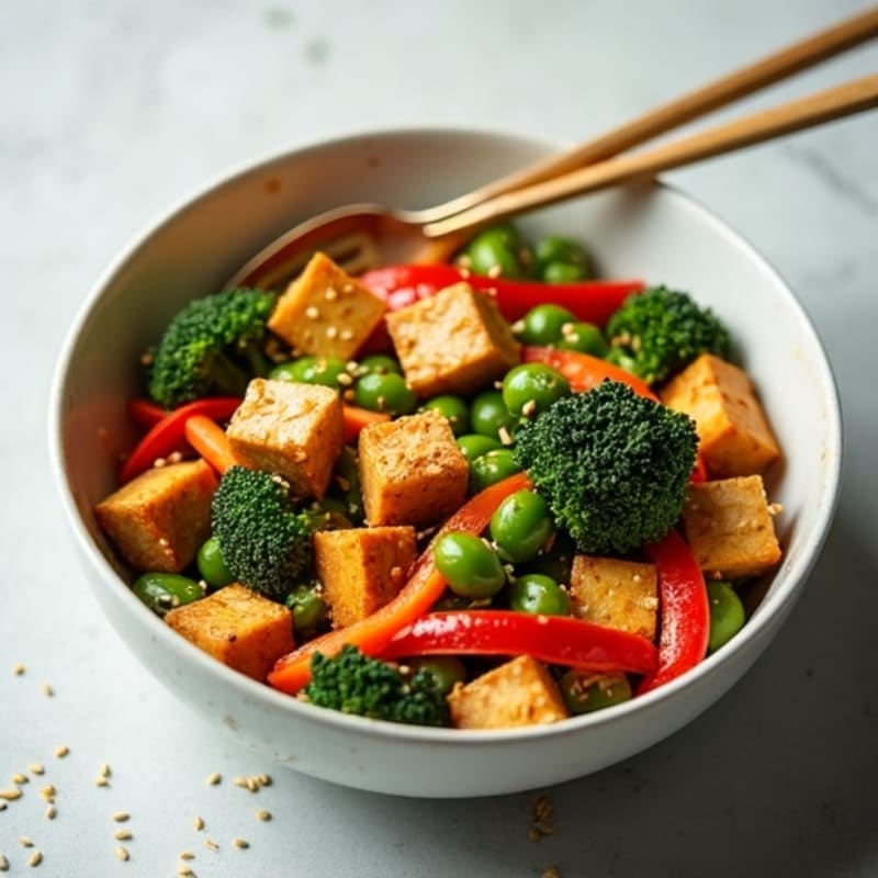 Crispy Sesame Tofu Stir-Fry with Fresh Vegetables