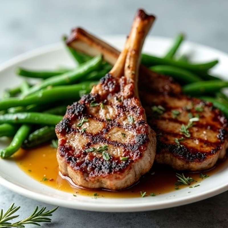 Grilled Herb Lamb Chops with Roasted Green Beans