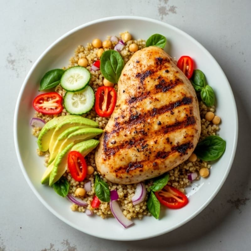 Grilled Chicken Breast with Crunchy Quinoa Salad