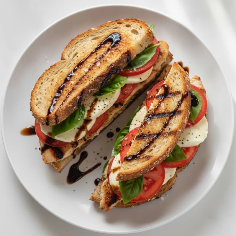 Grilled Chicken Caprese Sandwich with Balsamic Glaze
