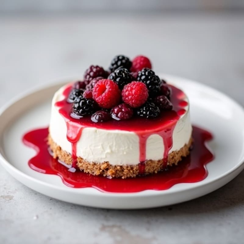 Protein-Packed Greek Yogurt Cheesecake with Berry Compote