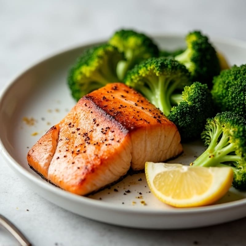 Seared Salmon Fillet with Roasted Broccoli