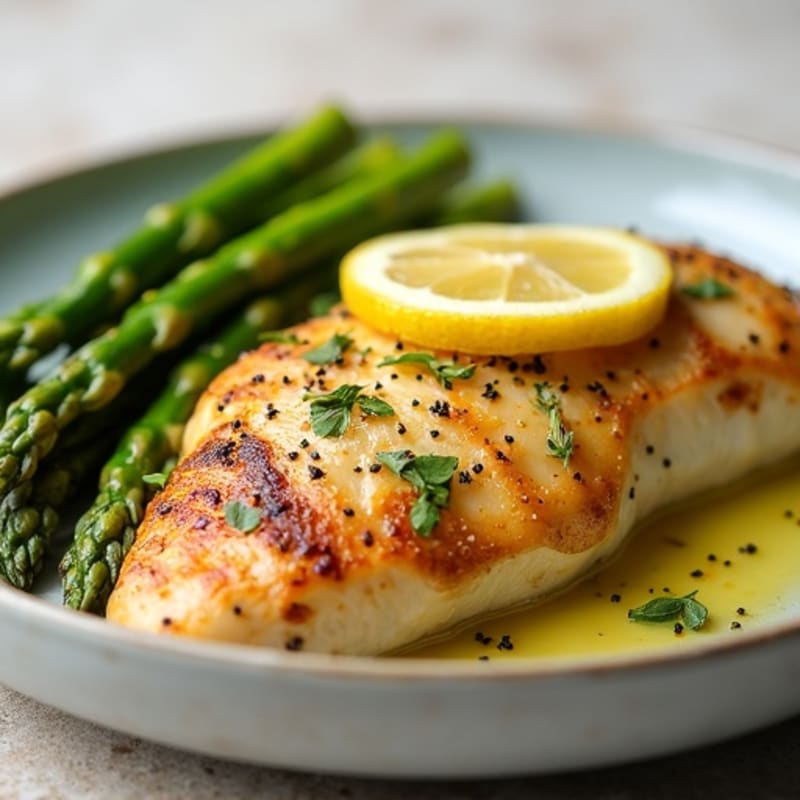 Pan-Seared Lemon-Herb Chicken Breast with Roasted Asparagus
