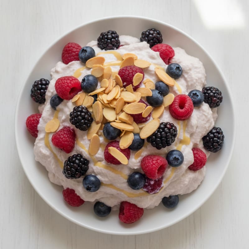 Greek Yogurt Protein Mousse with Mixed Berries