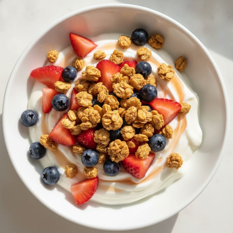 Creamy Greek Yogurt Bowl with Mixed Berries and Protein Granola