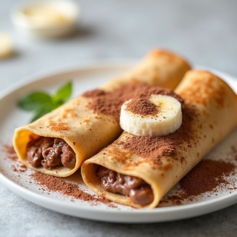 Creamy Banana and Chocolate-Hazelnut Stuffed Whole Grain Crepes