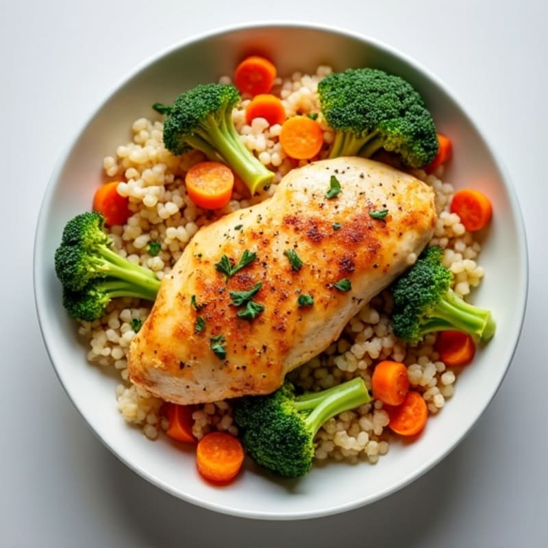 Chicken and Crispy Veggie Cauliflower Rice