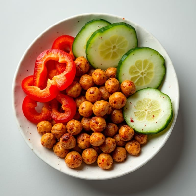 Crunchy Roasted Chickpeas with Sliced Veggies