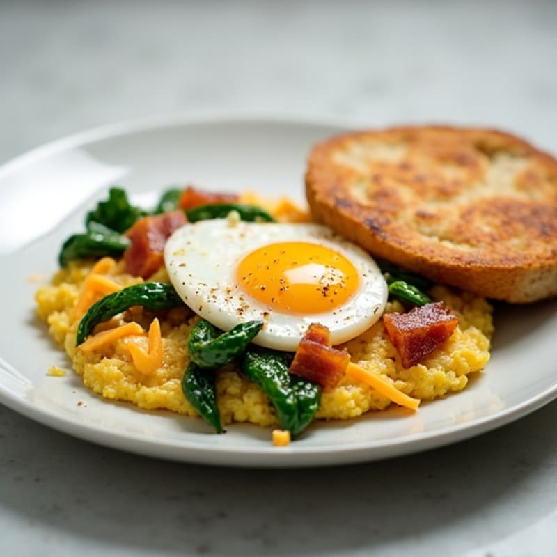 Egg White Scramble with Spinach and Turkey Bacon
