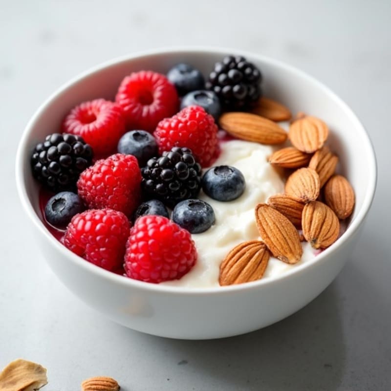 Cottage Cheese and Berry Protein Bowl with Almonds